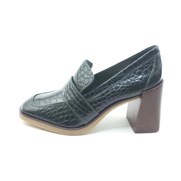 Vince Camuto Ezerna Croc Leather Loafer Heels Womens Green Block Heel 7.5M EU 38 - Picture 2 of 10